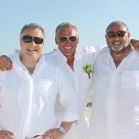 The three amigos - Neill Hughes, Darren Clarke and Chubby Chandler at Abaco in the Bahamas